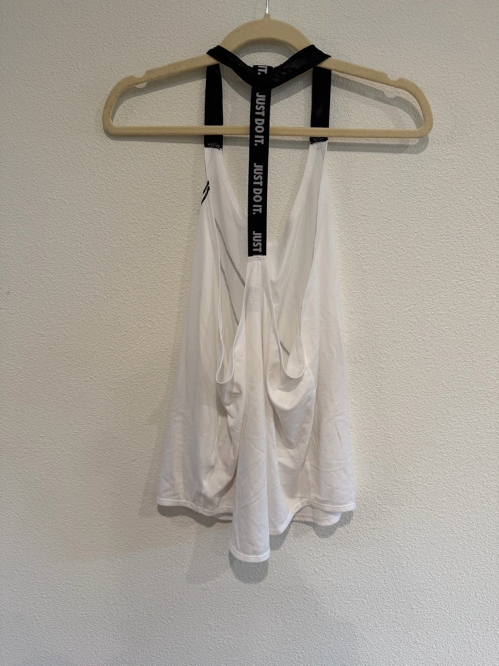 Nike White Tank Top with Black Swoosh and Straps - Picture 3 of 3
